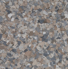 Dolerite Stone epoxy flake blend — taupe, beige and gray chips on a warm stone base