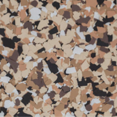 Outback epoxy flake blend — brown, tan, cream and black chips on a warm base