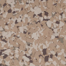 Safari epoxy flake blend — tan, cream and brown chips on a warm base