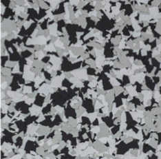 Domino epoxy flake blend — high-contrast black and white chips on a neutral base