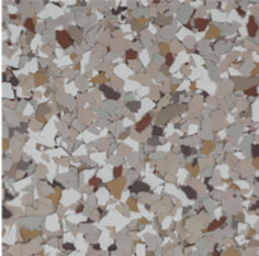Madras epoxy flake blend — clay, sand, cream and brown chips on a warm base